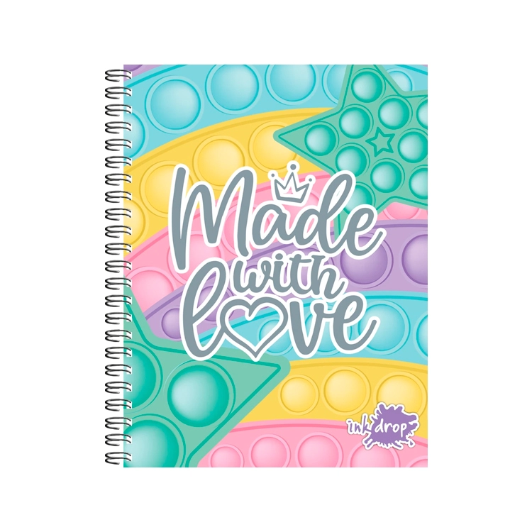 Cuaderno con Espiral Inkdrop Pop It Pastel II Tapa Dura A5 16x21 100 Hojas Rayadas Art.57210